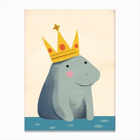 Little Manatee Wearing A Crown Canvas Print