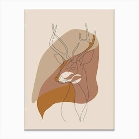 Deer Head - Boho, Line Art 1 Canvas Print