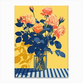 Rose Flowers On A Table   Contemporary Illustration 1 Canvas Print
