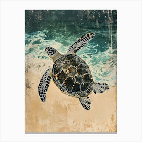 Vintage Sea Turtle Scrapbook Inspired 1 Canvas Print