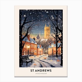 Winter Night  Travel Poster St Andrews United Kingdom 2 Canvas Print