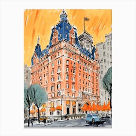 The Plaza Hotel   New York City, New York   Resort Storybook Illustration 4 Canvas Print