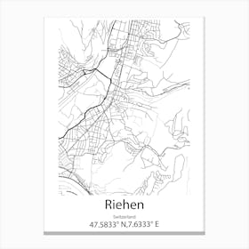 Riehen,Switzerland Minimalist Map Canvas Print