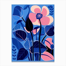 Blue Flower Illustration Flamingo Flower 2 Canvas Print