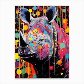 Paint Splash Dotty Rhino 6 Canvas Print