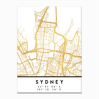 Sydney Australia City Street Map Canvas Print