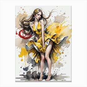 Girl In A Yellow Dress Canvas Print