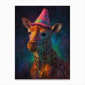 Giraffe In A Party Hat Canvas Print