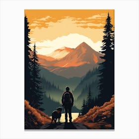 Man And Dog In The Mountains 1 Canvas Print