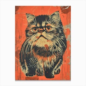 Himalayan Cat Relief Illustration 2 Canvas Print