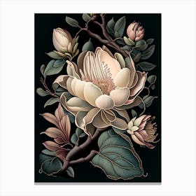 Magnolia 2 Floral Botanical Vintage Poster Flower Canvas Print