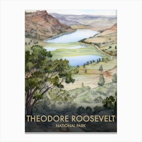 Theodore Roosevelt National Park Watercolour Vintage Travel Poster 4 Canvas Print