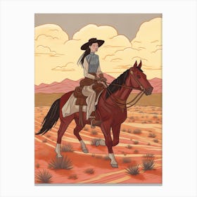 Cowgirl Riding A Horse In The Desert 10 Canvas Print