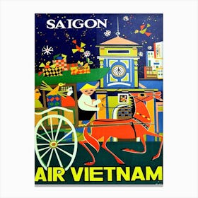 Saigon, Vietnam, Vintage Travel Poster Canvas Print