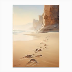 Footprints On The Beach Canvas Print