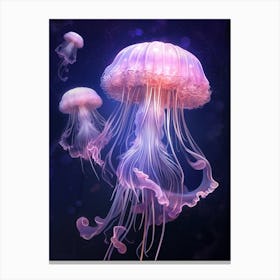 Lions Mane Jellyfish Neon Illustration 5 Canvas Print