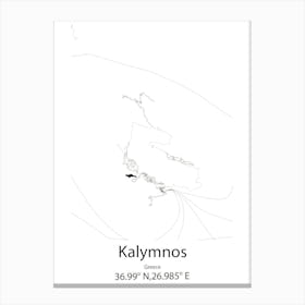 Kalymnos,Greece Minimalist Map Canvas Print