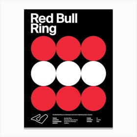 Mid Century Dark Red Bull Ring F1 Canvas Print