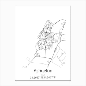 Ashqelon,Israel Minimalist Map Canvas Print