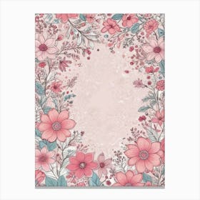 Pink Floral Frame 2 Canvas Print