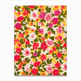 Eustoma Floral Print Retro Pattern2 Flower Canvas Print