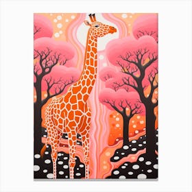 Abstract Giraffe Orange & Pink Portrait 2 Canvas Print
