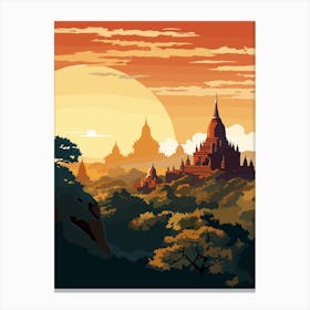 Sunset In Bagan - Myanmar Canvas Print