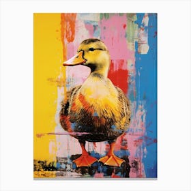 Duck Pop Art Risograph Inspired 4 Canvas Print