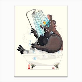 Hippo In The Shower Canvas Print