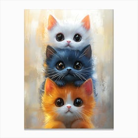 Cute Cats Stacked Together 13 Canvas Print