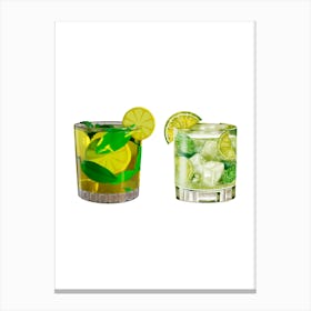 Two Drinks On A White Background Canvas Print
