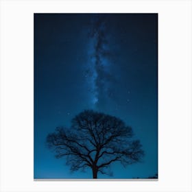 Silhouette Of A Tree At Night 1 Canvas Print