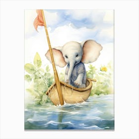 Elephant Painting Sailing Watercolour 2 Canvas Print
