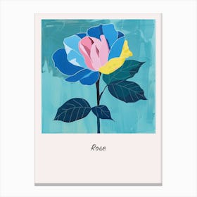 Rose 3 Square Flower Illustration Poster Canvas Print