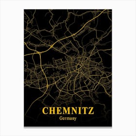 Chemnitz Gold City Map 1 Canvas Print