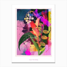 Lily Of The Valley 2 Neon Flower Collage Poster Canvas Print