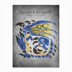 Azure Rathalos Vintage Canvas Print