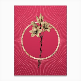 Gold Madonna Lily Glitter Ring Botanical Art on Viva Magenta n.0021 Canvas Print