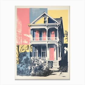 A House In Charleston, Abstract Risograph Style 4 Canvas Print