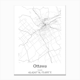 Ottawa,Canada Minimalist Map Canvas Print