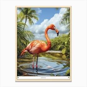 Greater Flamingo Kenya Tropical Illustration 2 Poster Canvas Print