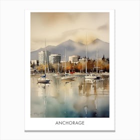 Anchorage Watercolor 1 Travel Poster Canvas Print