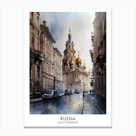 Saint Petersburg, Russia 4 Watercolor Travel Poster Canvas Print