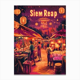 Aihrgdesign A 1970s Inspired Travel Poster For Siem Reap Canvas Print