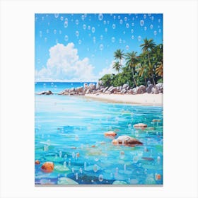 A Painting Of Anse Lazio, Praslin Seychelles 1 Canvas Print