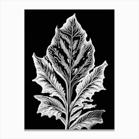 Mullein Leaf Linocut 2 Canvas Print