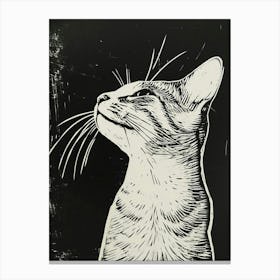 Oriental Shorthair Cat Linocut Blockprint 8 Canvas Print