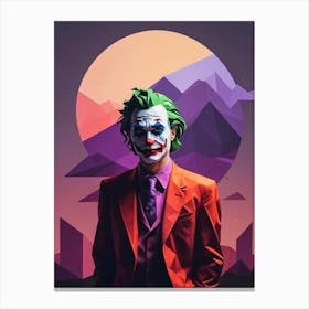 Joker Portrait Low Poly Geometric (8) Canvas Print