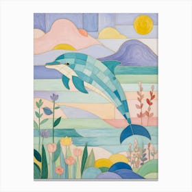 Pastel Mosaic Dolphin Canvas Print