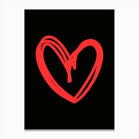 Heart balck and Red Canvas Print